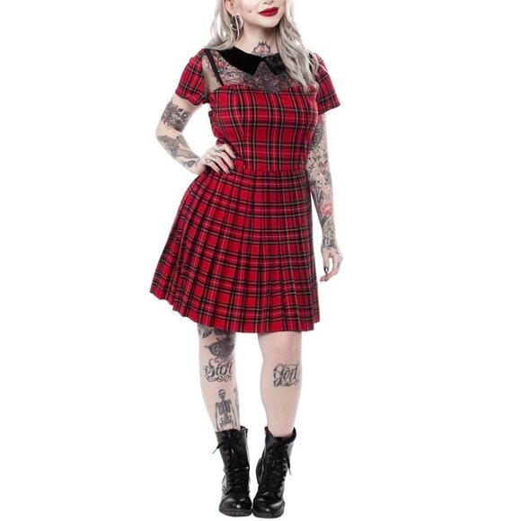 NWT Spin Doctor Red Plaid Lilith Dress Large - Picture 1 of 9